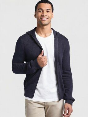 ☀️ ATM Anthony Thomas Melillo Midnight Cashmere Wool Zip Up Hoodie M NWT